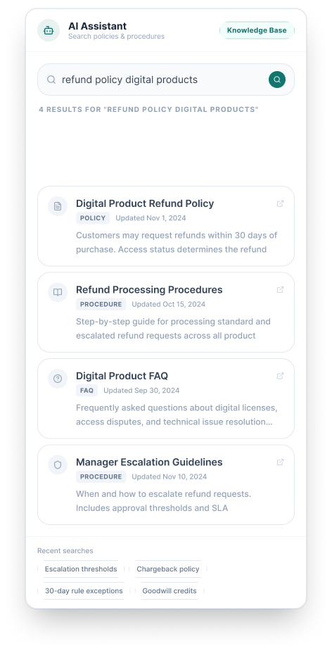 AI Assistant knowledge base search mode