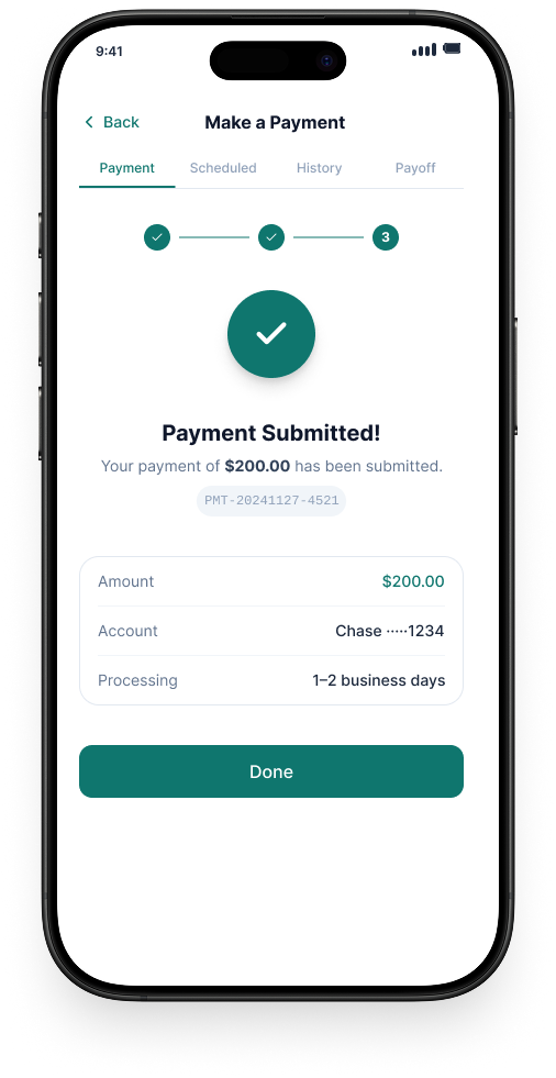 Mobile payment details step